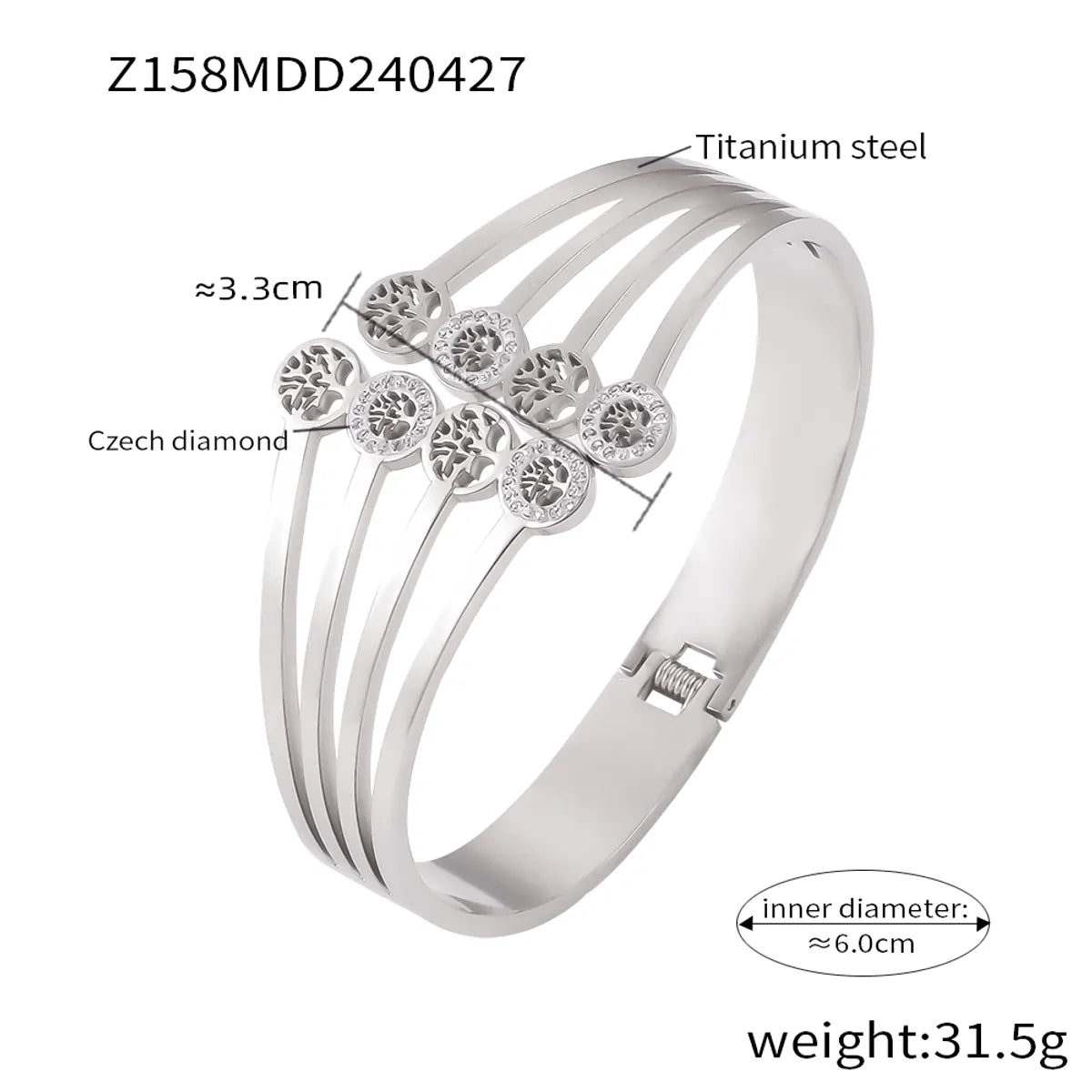 Casual Simple Style Hexagon Round Titanium Steel 18K Gold Plated Rhinestones Bangle In Bulk