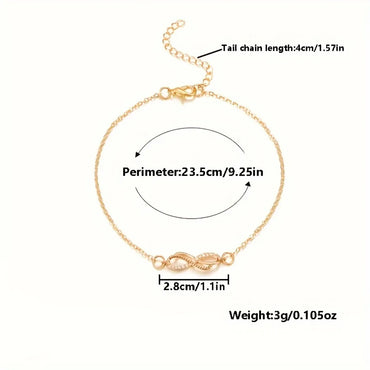 Casual Simple Style Infinity Alloy Hollow Out Inlay Rhinestones Women'S Anklet