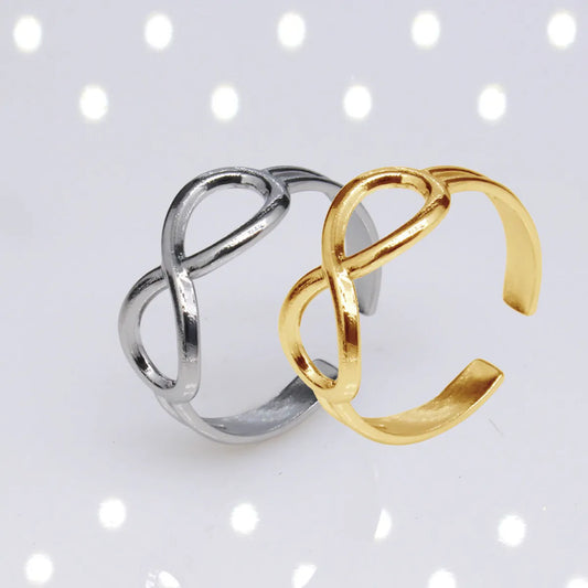 Casual Simple Style Infinity Titanium Steel Plating Hollow Out Open Ring