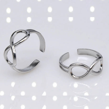 Casual Simple Style Infinity Titanium Steel Plating Hollow Out Open Ring