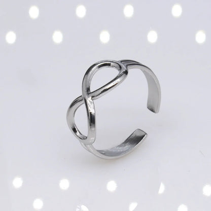 Casual Simple Style Infinity Titanium Steel Plating Hollow Out Open Ring