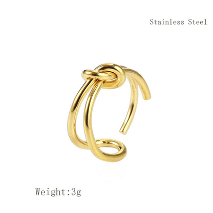 Casual Simple Style Knot Titanium Steel Plating Titanium Steel 18k Gold Plated Open Ring