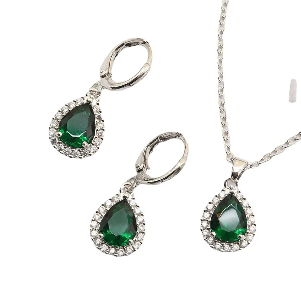 Casual Simple Style Korean Style Round Water Droplets Copper Inlay Zircon Earrings Necklace