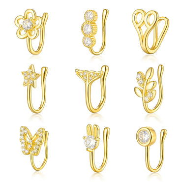 1 Piece Nose Rings & Studs Casual Simple Style Leaf Flower Fish Tail Sterling Silver Inlay Zircon White Gold Plated Gold Plated