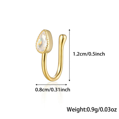 1 Piece Nose Rings & Studs Casual Simple Style Leaf Flower Fish Tail Sterling Silver Inlay Zircon White Gold Plated Gold Plated