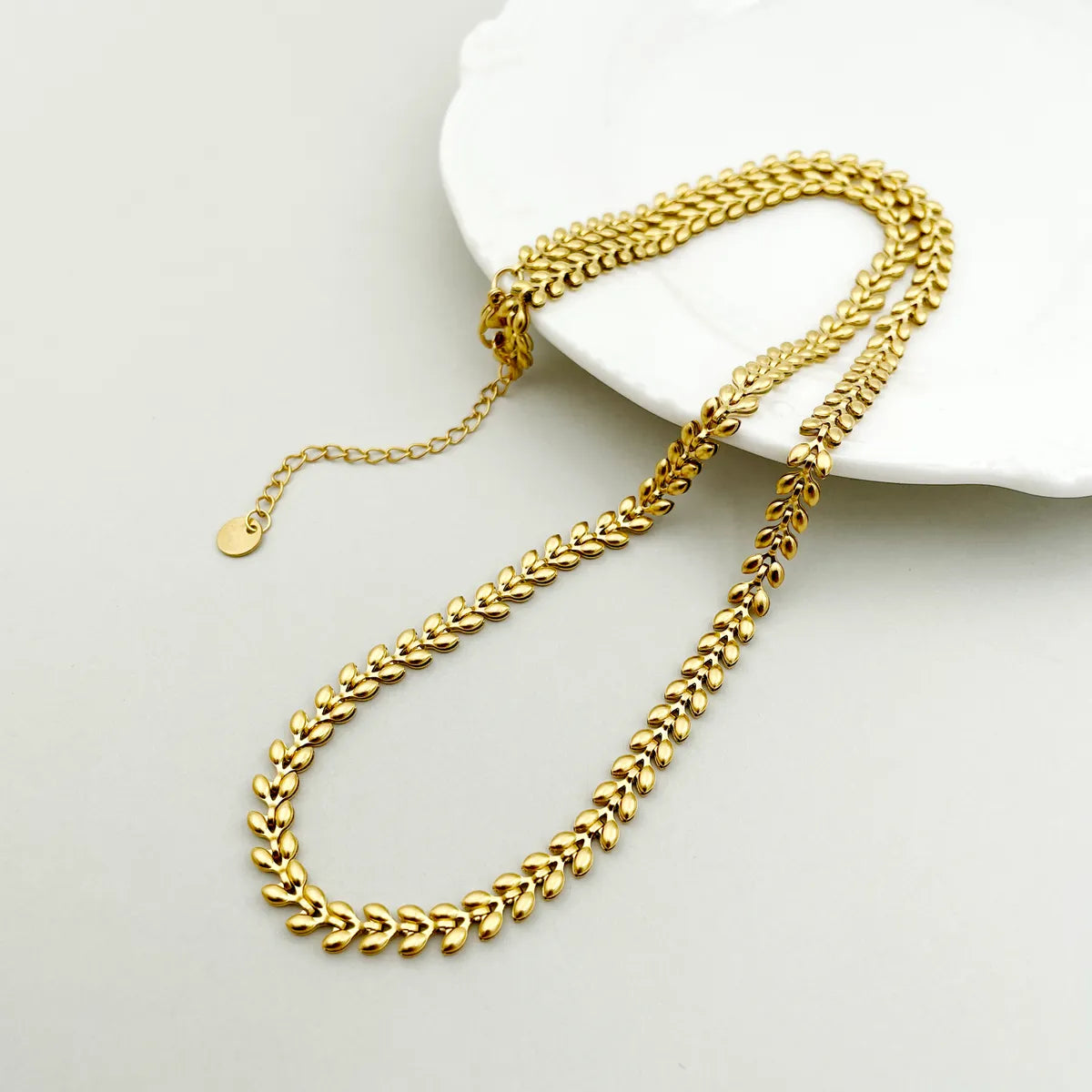 Casual Simple Style Leaf Stainless Steel Polishing Plating Gold Plated Necklace