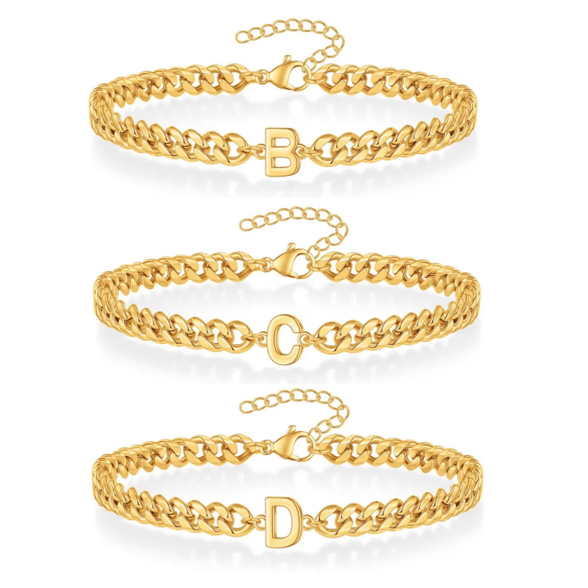 Casual Simple Style Letter 201 Stainless Steel 304 Stainless Steel 18K Gold Plated Bracelets In Bulk