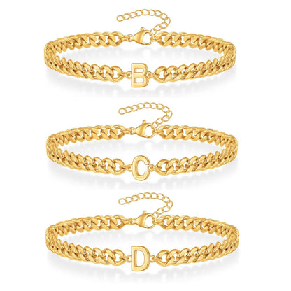 Casual Simple Style Letter 201 Stainless Steel 304 Stainless Steel 18K Gold Plated Bracelets In Bulk