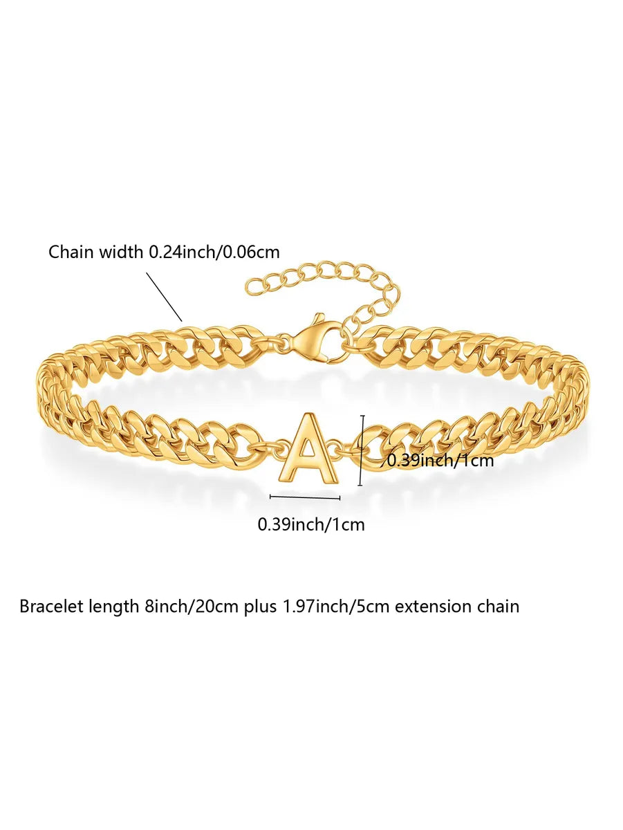 Casual Simple Style Letter 201 Stainless Steel 304 Stainless Steel 18K Gold Plated Bracelets In Bulk