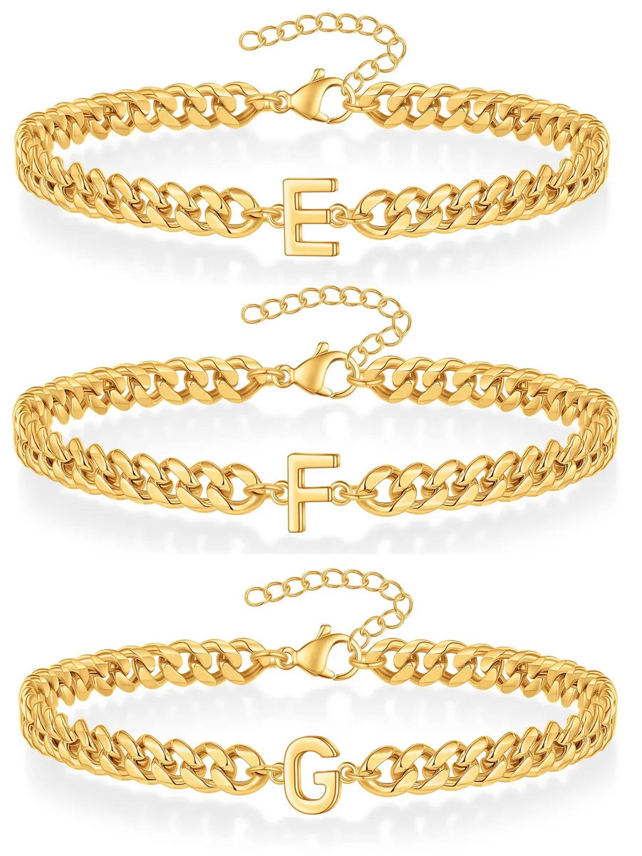 Casual Simple Style Letter 201 Stainless Steel 304 Stainless Steel 18K Gold Plated Bracelets In Bulk