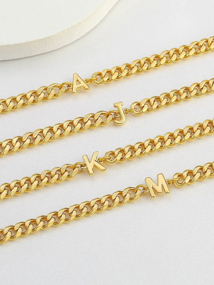 Casual Simple Style Letter 201 Stainless Steel 304 Stainless Steel 18K Gold Plated Bracelets In Bulk