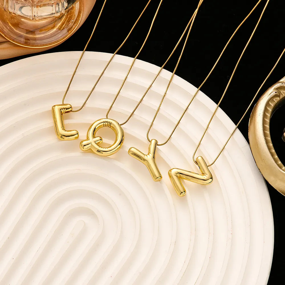 Casual Simple Style Letter 304 Stainless Steel 18K Gold Plated Women'S Pendant Necklace