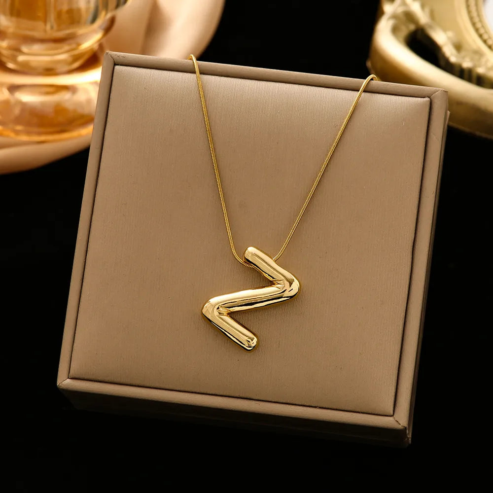 Casual Simple Style Letter 304 Stainless Steel 18K Gold Plated Women'S Pendant Necklace