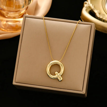 Casual Simple Style Letter 304 Stainless Steel 18K Gold Plated Women'S Pendant Necklace