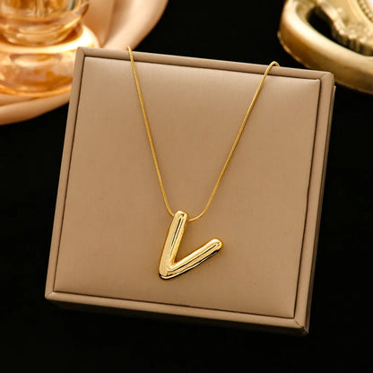 Casual Simple Style Letter 304 Stainless Steel 18K Gold Plated Women'S Pendant Necklace