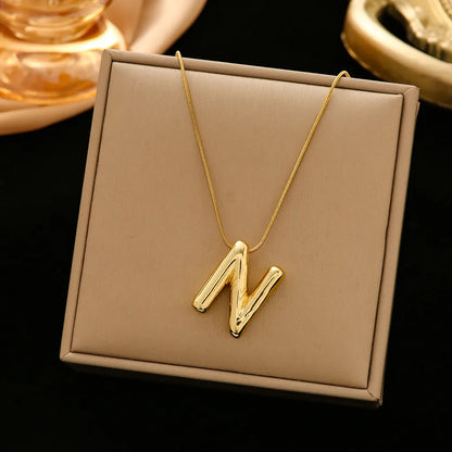 Casual Simple Style Letter 304 Stainless Steel 18K Gold Plated Women'S Pendant Necklace