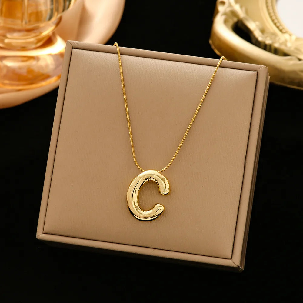 Casual Simple Style Letter 304 Stainless Steel 18K Gold Plated Women'S Pendant Necklace