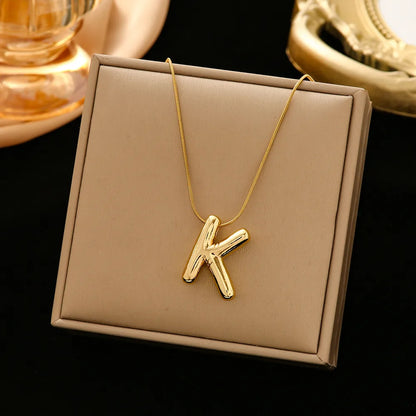 Casual Simple Style Letter 304 Stainless Steel 18K Gold Plated Women'S Pendant Necklace