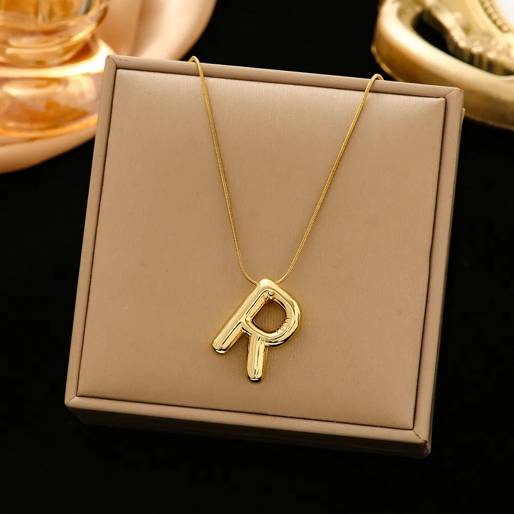 Casual Simple Style Letter 304 Stainless Steel 18K Gold Plated Women'S Pendant Necklace