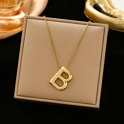 Casual Simple Style Letter 304 Stainless Steel 18K Gold Plated Women'S Pendant Necklace