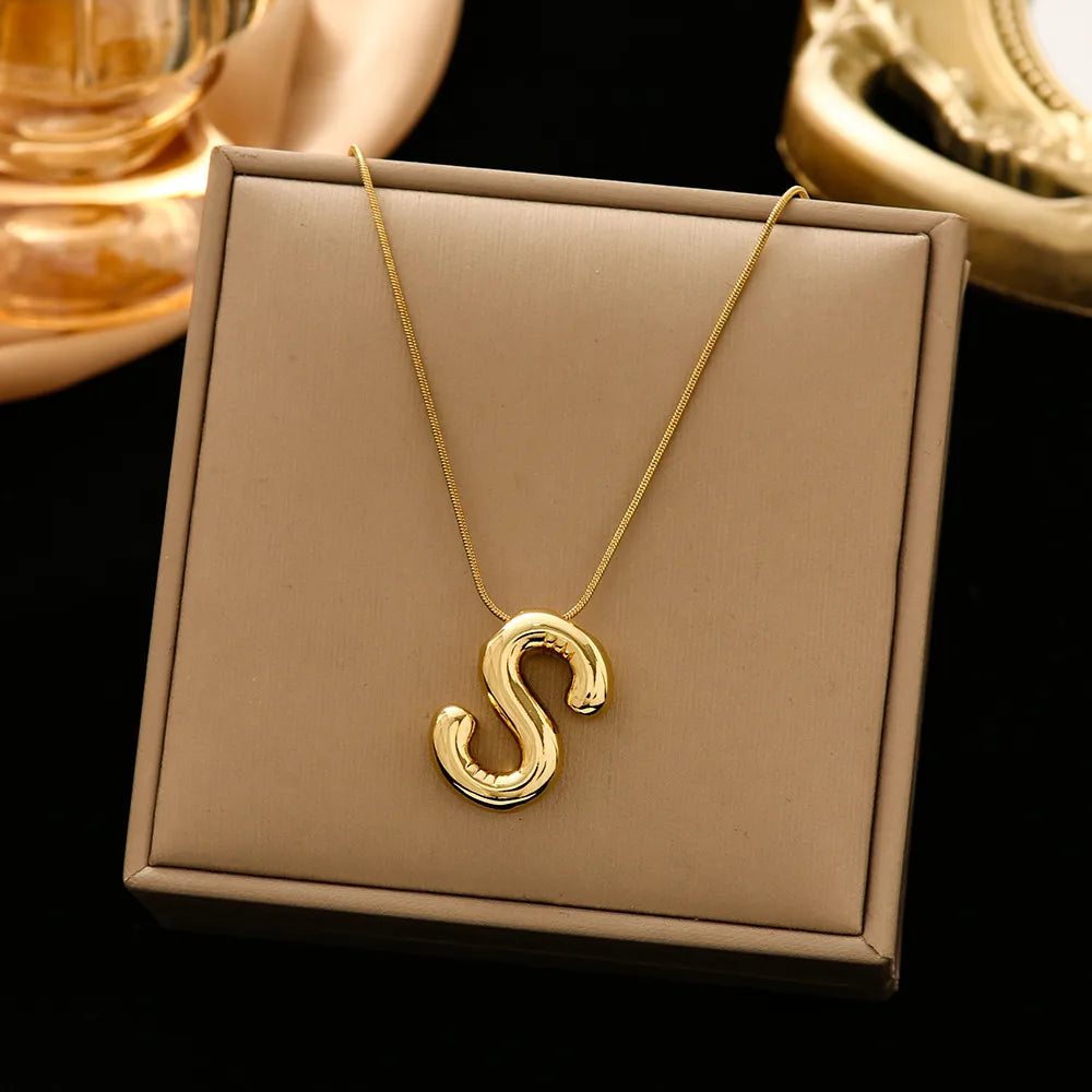 Casual Simple Style Letter 304 Stainless Steel 18K Gold Plated Women'S Pendant Necklace