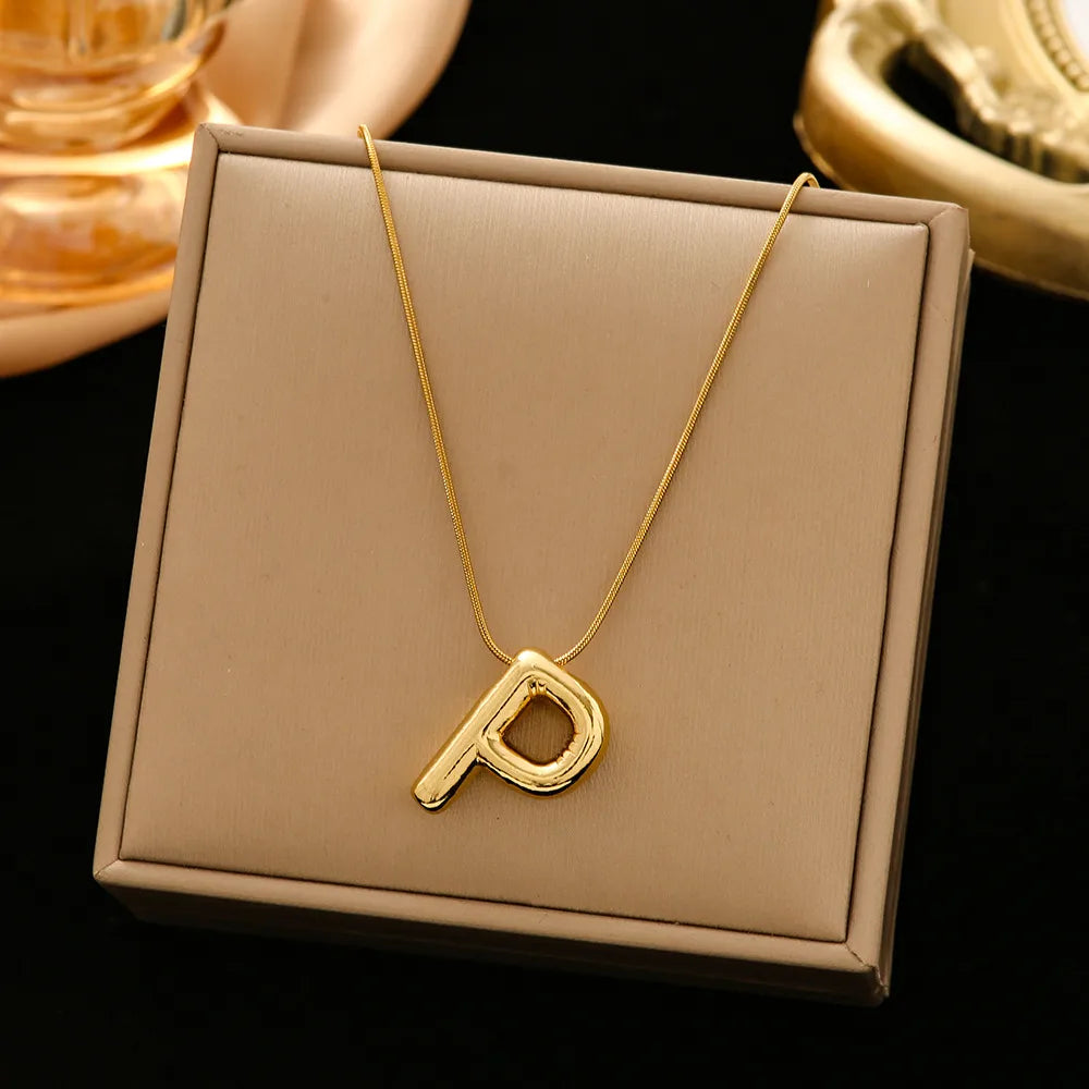 Casual Simple Style Letter 304 Stainless Steel 18K Gold Plated Women'S Pendant Necklace