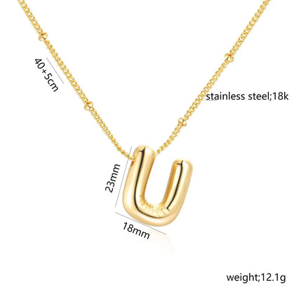 Casual Simple Style Letter 304 Stainless Steel 18K Gold Plated Women'S Pendant Necklace