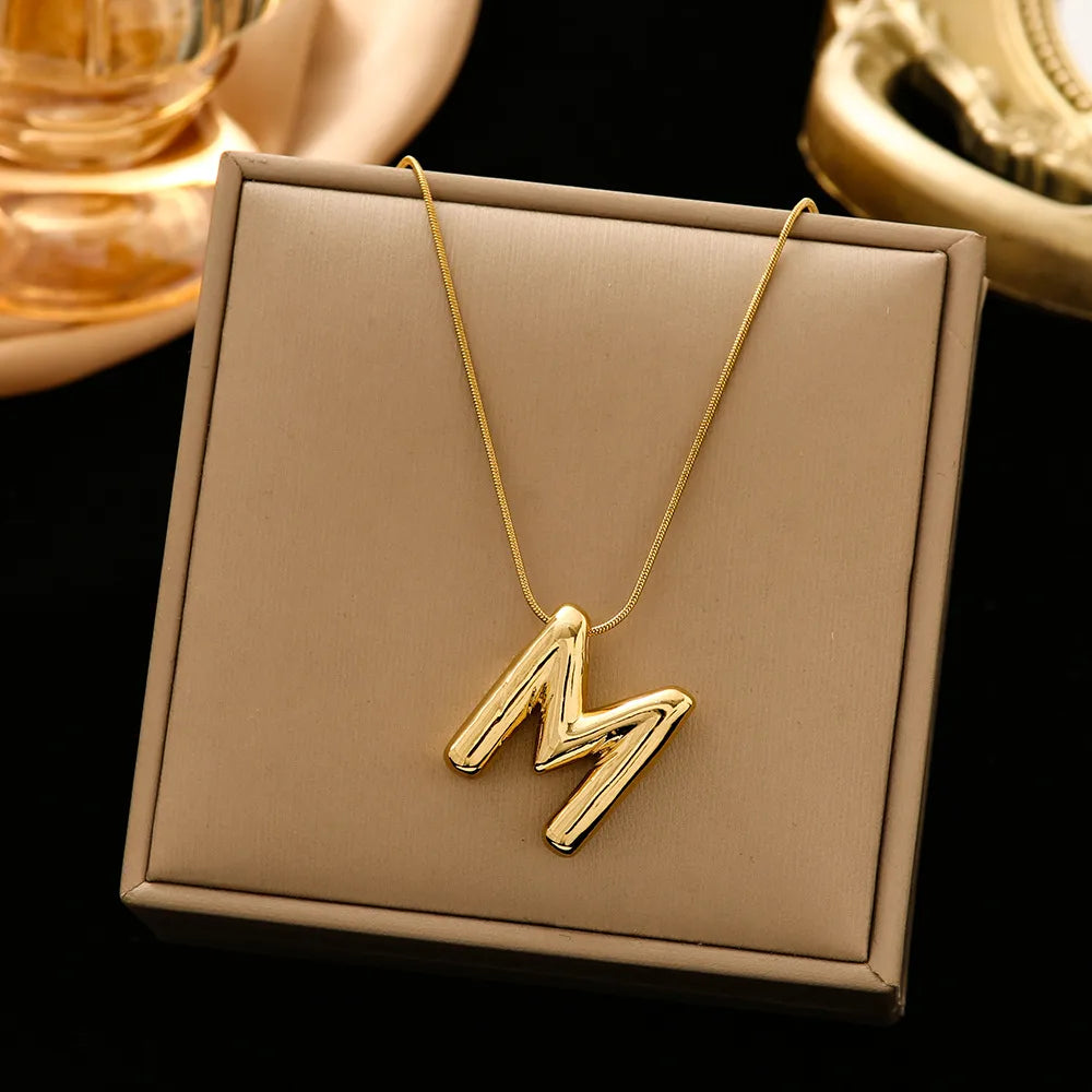 Casual Simple Style Letter 304 Stainless Steel 18K Gold Plated Women'S Pendant Necklace