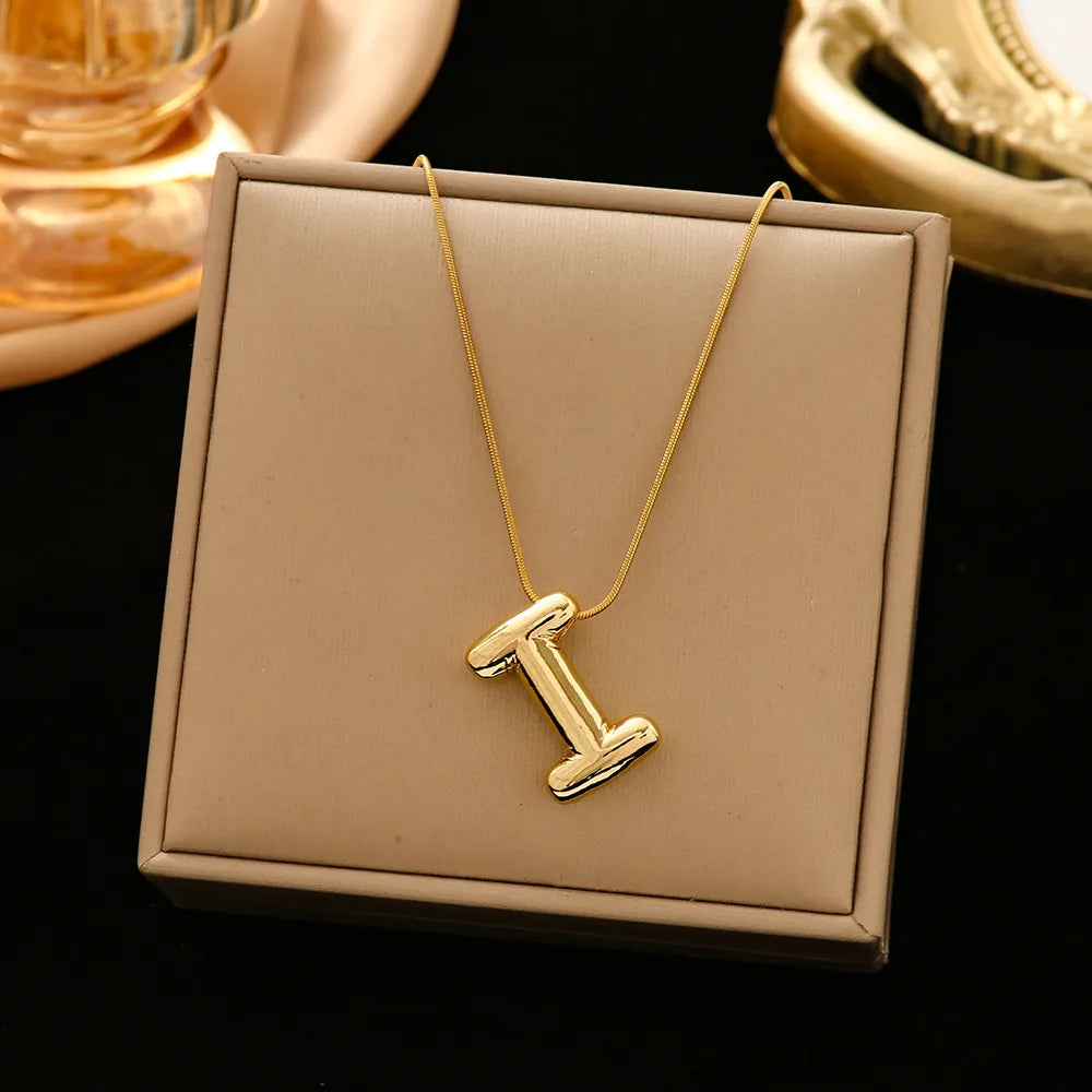 Casual Simple Style Letter 304 Stainless Steel 18K Gold Plated Women'S Pendant Necklace