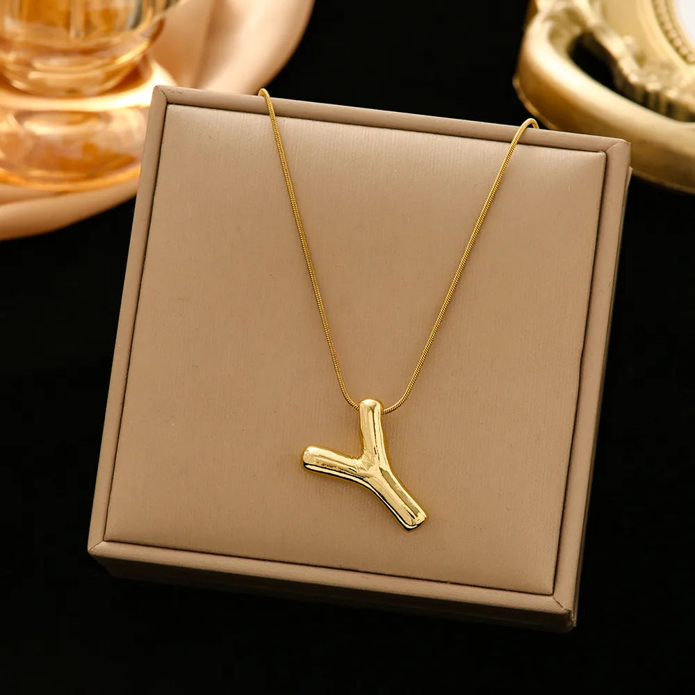 Casual Simple Style Letter 304 Stainless Steel 18K Gold Plated Women'S Pendant Necklace