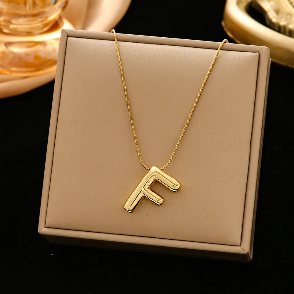 Casual Simple Style Letter 304 Stainless Steel 18K Gold Plated Women'S Pendant Necklace