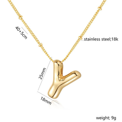 Casual Simple Style Letter 304 Stainless Steel 18K Gold Plated Women'S Pendant Necklace