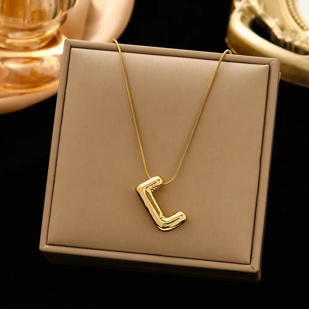 Casual Simple Style Letter 304 Stainless Steel 18K Gold Plated Women'S Pendant Necklace