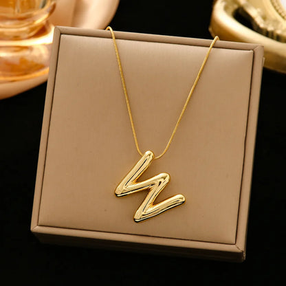 Casual Simple Style Letter 304 Stainless Steel 18K Gold Plated Women'S Pendant Necklace