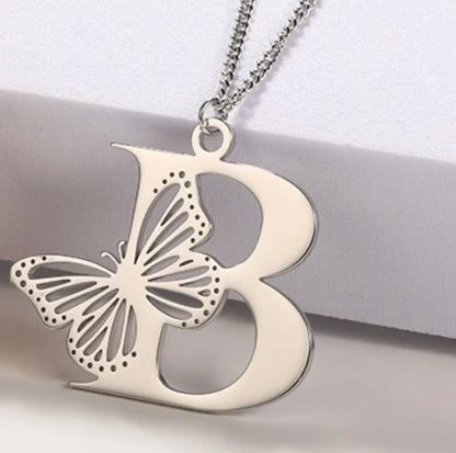 Casual Simple Style Letter Butterfly Stainless Steel Plating Hollow Out 18k Gold Plated Pendant Necklace