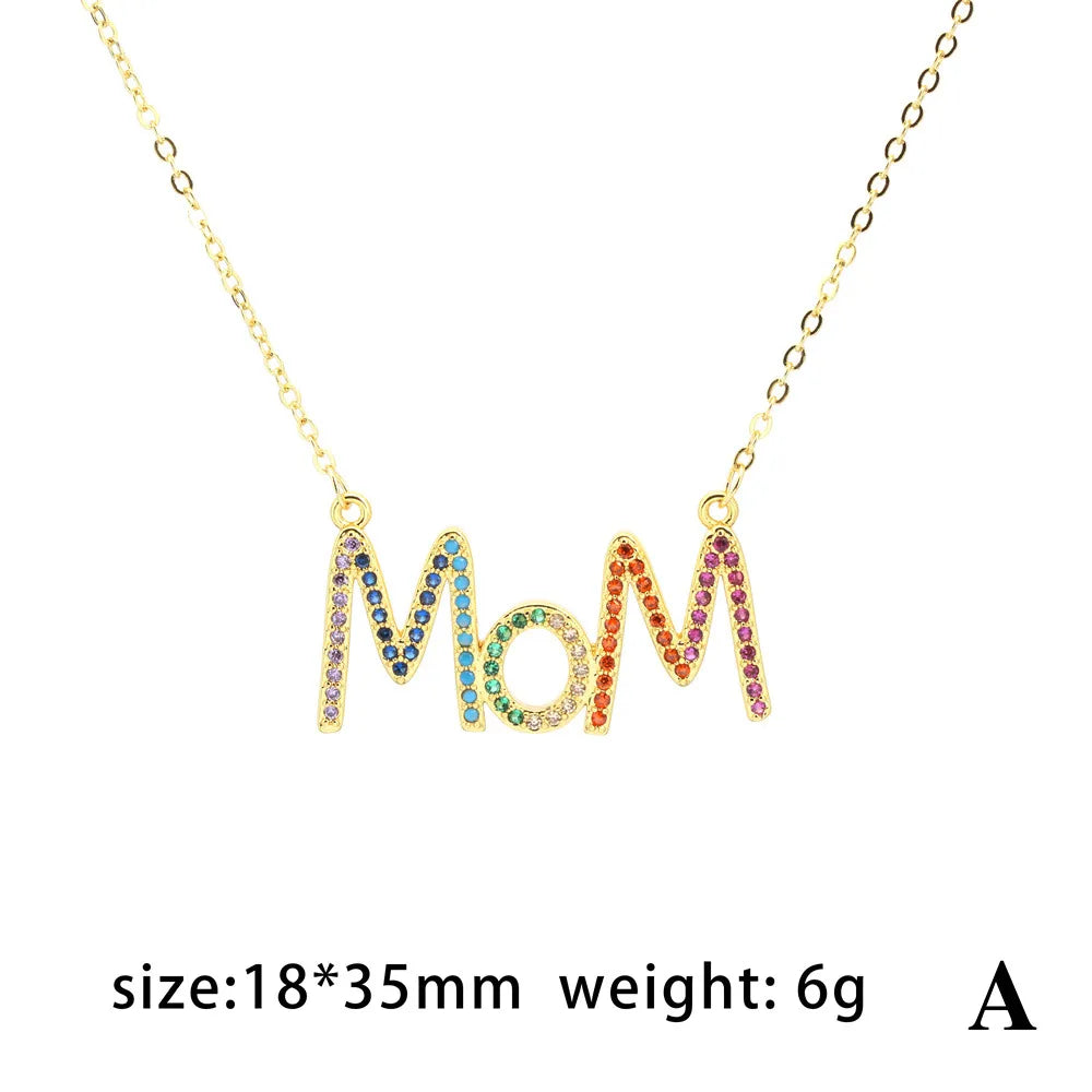 Casual Simple Style Letter Copper Inlaid Zircon Pendant Necklace 1 Piece