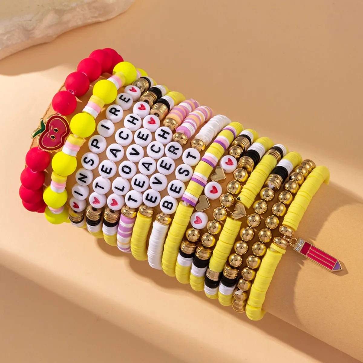 Casual Simple Style Letter Heart Shape CCB Soft Clay Wholesale Bracelets