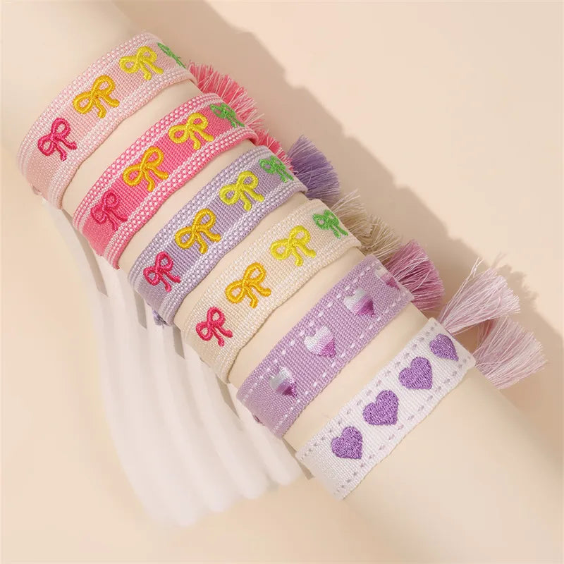 Casual Simple Style Letter Heart Shape Polyester Wholesale Drawstring Bracelets