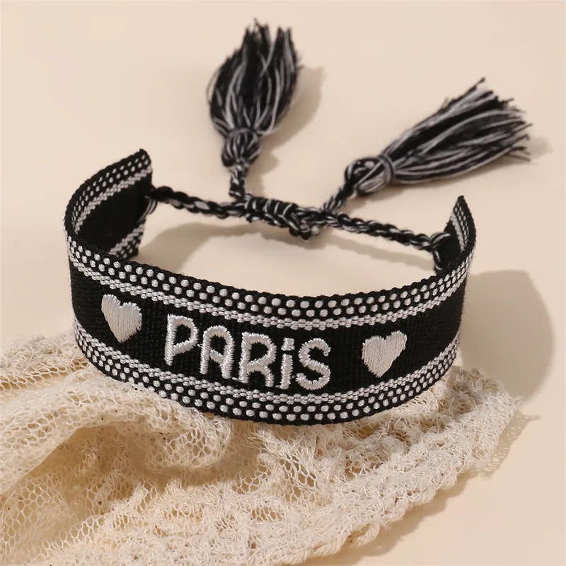 Casual Simple Style Letter Heart Shape Polyester Wholesale Drawstring Bracelets