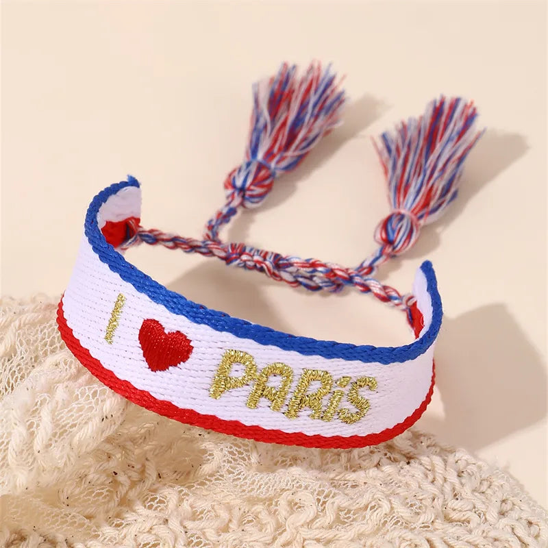 Casual Simple Style Letter Heart Shape Polyester Wholesale Drawstring Bracelets