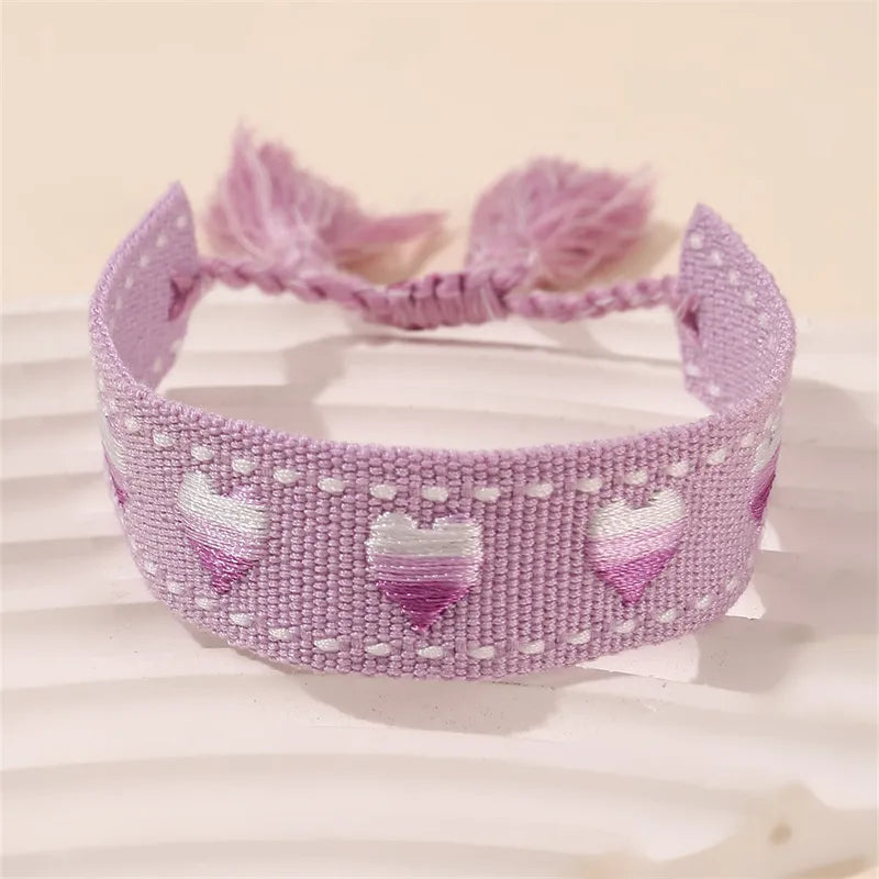 Casual Simple Style Letter Heart Shape Polyester Wholesale Drawstring Bracelets