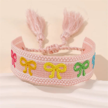 Casual Simple Style Letter Heart Shape Polyester Wholesale Drawstring Bracelets