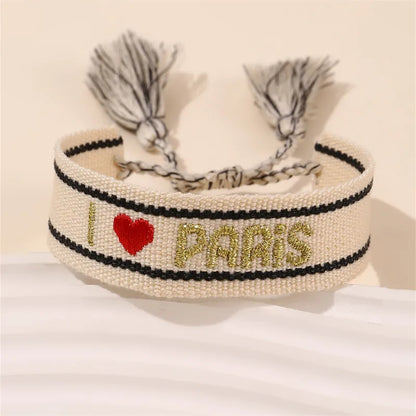 Casual Simple Style Letter Heart Shape Polyester Wholesale Drawstring Bracelets