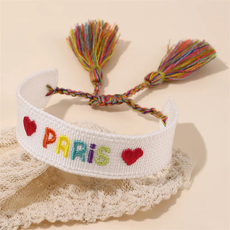 Casual Simple Style Letter Heart Shape Polyester Wholesale Drawstring Bracelets