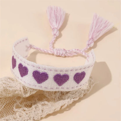 Casual Simple Style Letter Heart Shape Polyester Wholesale Drawstring Bracelets