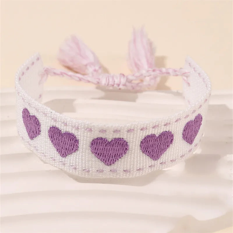 Casual Simple Style Letter Heart Shape Polyester Wholesale Drawstring Bracelets