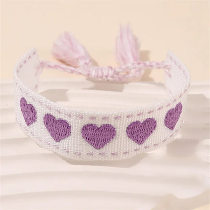 Casual Simple Style Letter Heart Shape Polyester Wholesale Drawstring Bracelets