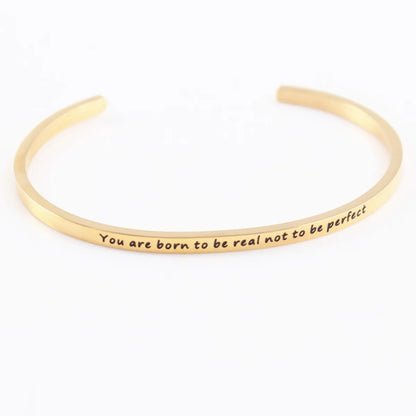 Casual Simple Style Letter Stainless Steel Cuff Bracelets