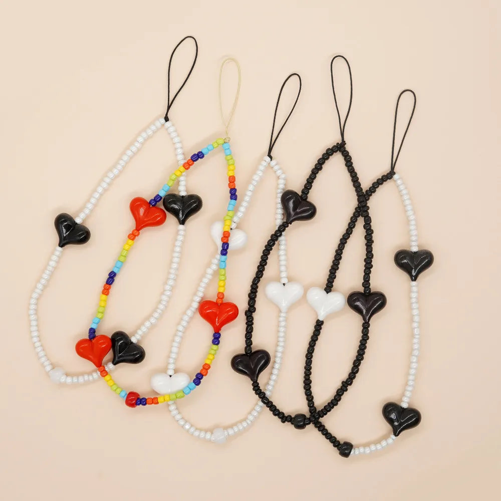 Casual Simple Style Letter Star Heart Shape Arylic Beaded Mobile Phone Chain