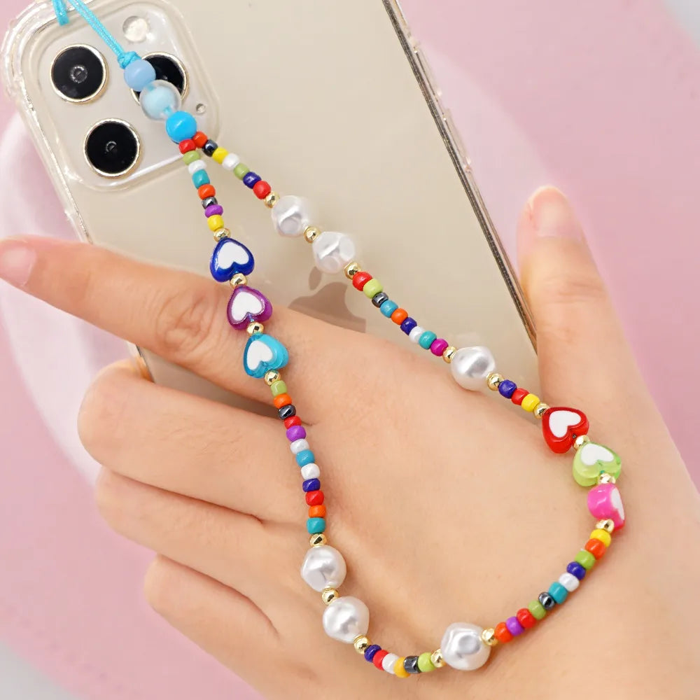 Casual Simple Style Letter Star Heart Shape Arylic Beaded Mobile Phone Chain